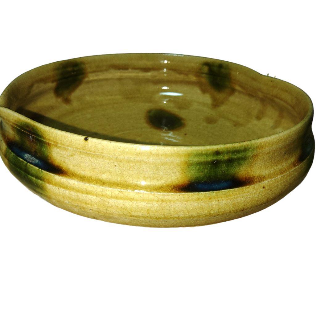 黄瀬戸平鉢　菓子鉢　木箱付