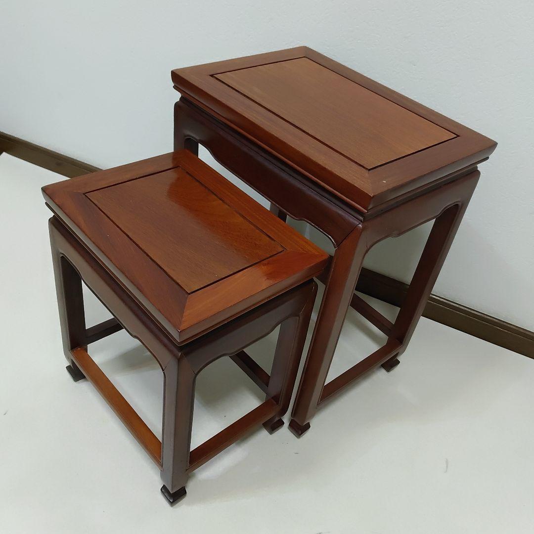 中国家具 唐木 ネストテーブル 2段 花梨 2連 天然木 送料無料 - メルカリ