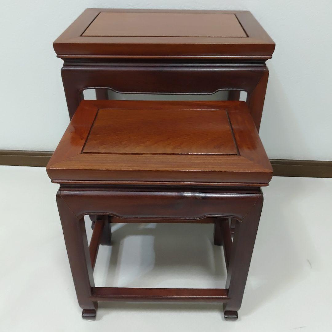 中国家具 唐木 ネストテーブル 2段 花梨 2連 天然木 送料無料 - メルカリ