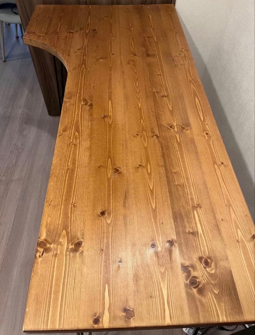 [幅140] ロウヤ L字デスク 天然無垢材使用 スチール脚