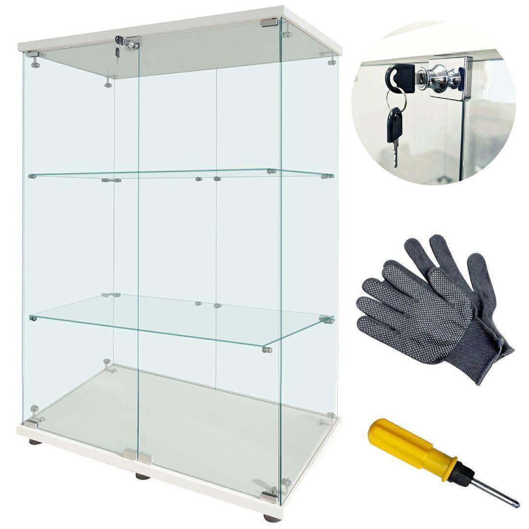 ガラスケース 3段両扉 コレクション フィギュア 棚 ショーケース 白