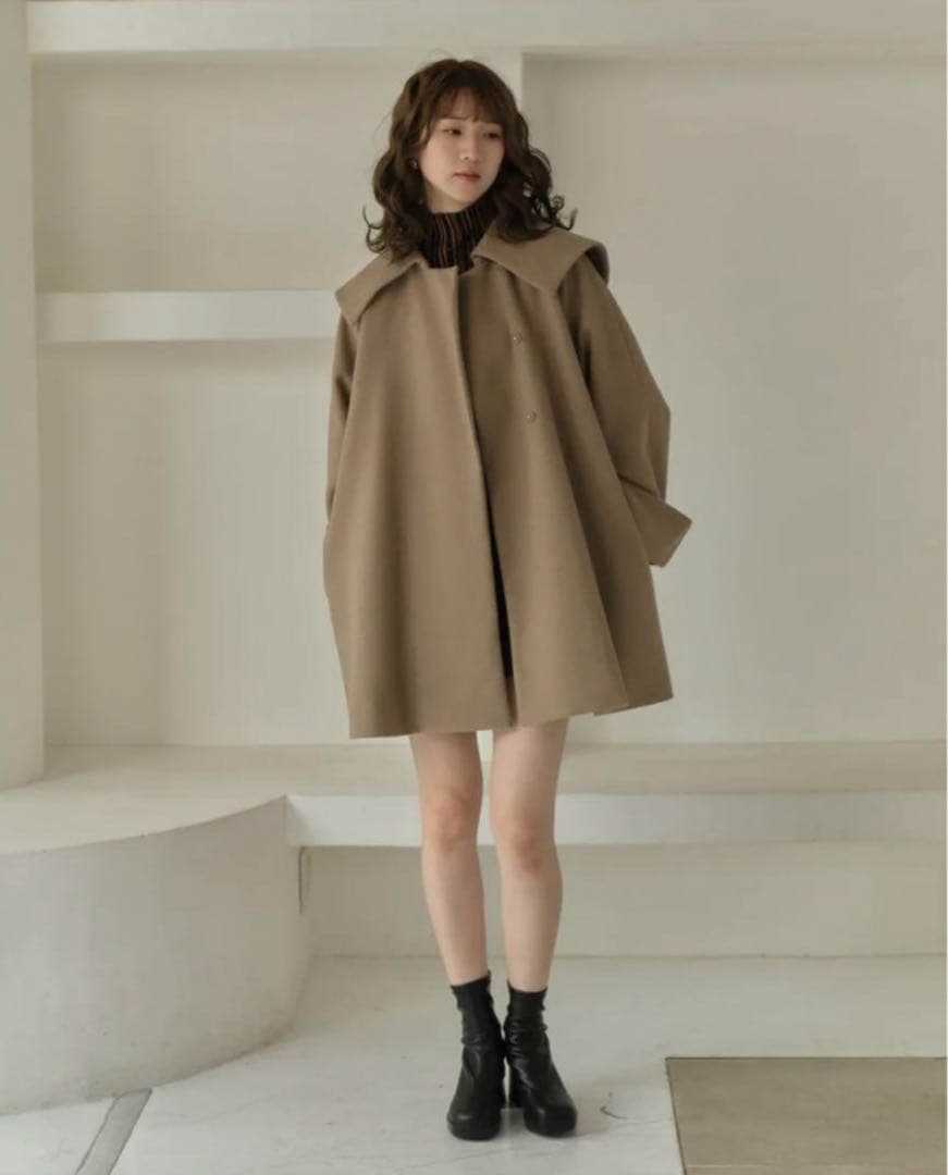 eaphi big collar middle coat