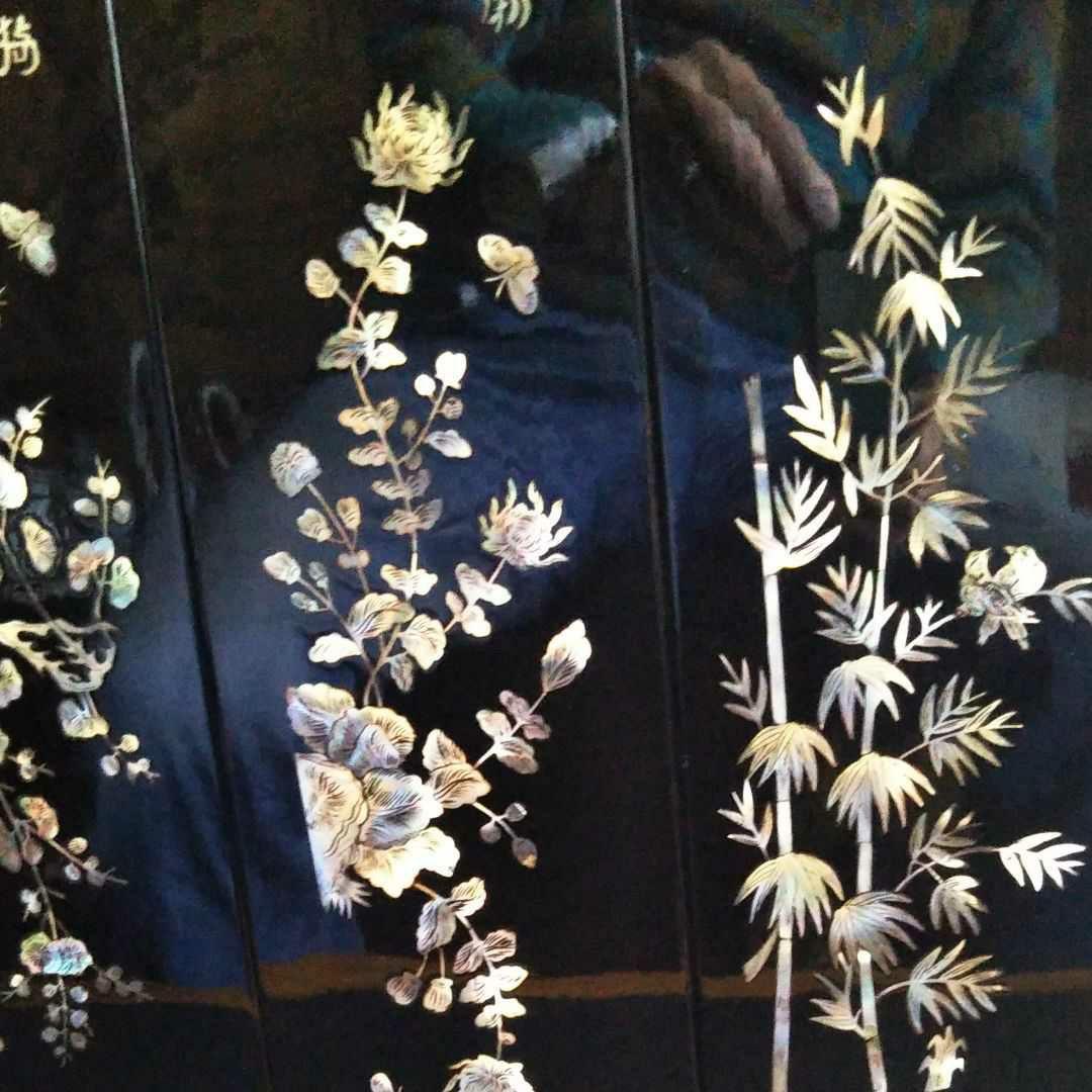 ※中国古美術/螺鈿細工四季飾り/4枚セット/