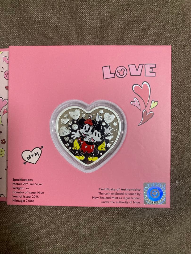 銀貨 ディズニー：ミッキーマウス＆ミニーマウス「I LOVE US」