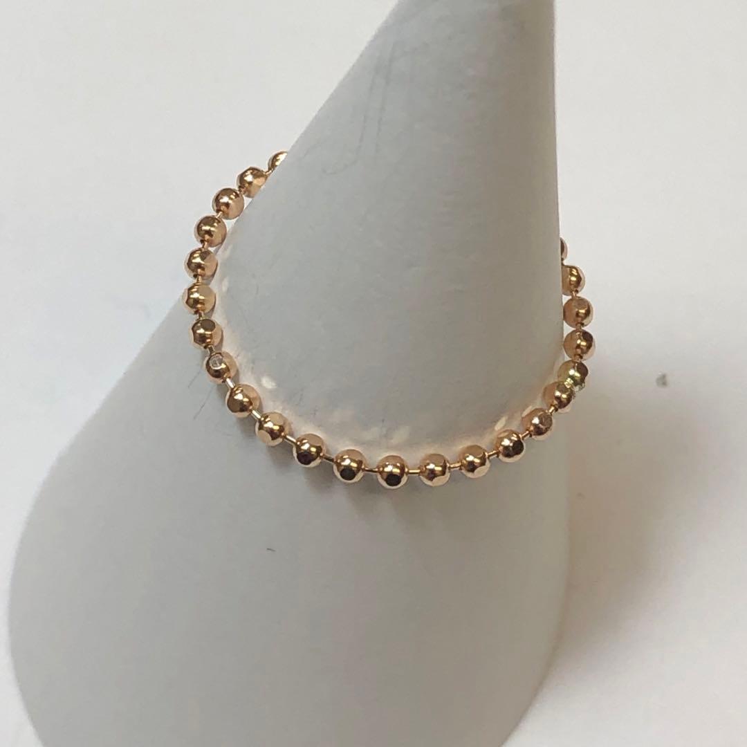 K18 ピンクゴールド　1.5mmカットボール　チェーンリング 18金 指輪