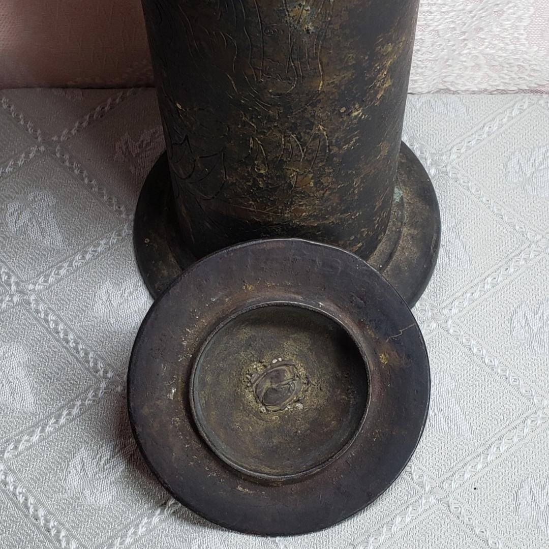 ◇『徳川家 金銅観音菩薩彫経筒 三つ葉葵紋』◇検）仏像 徳川