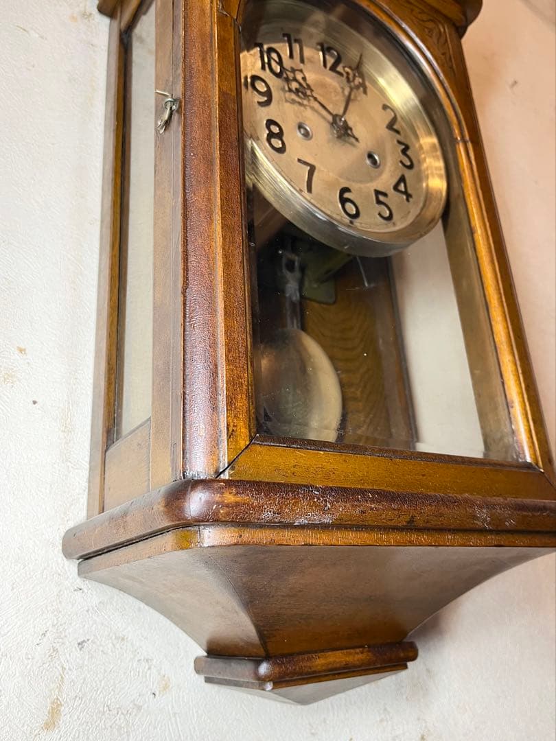 ユンハンス　横幅広型　柱時計　古時計　振り子　レトロ　アンティーク時計　精工舎