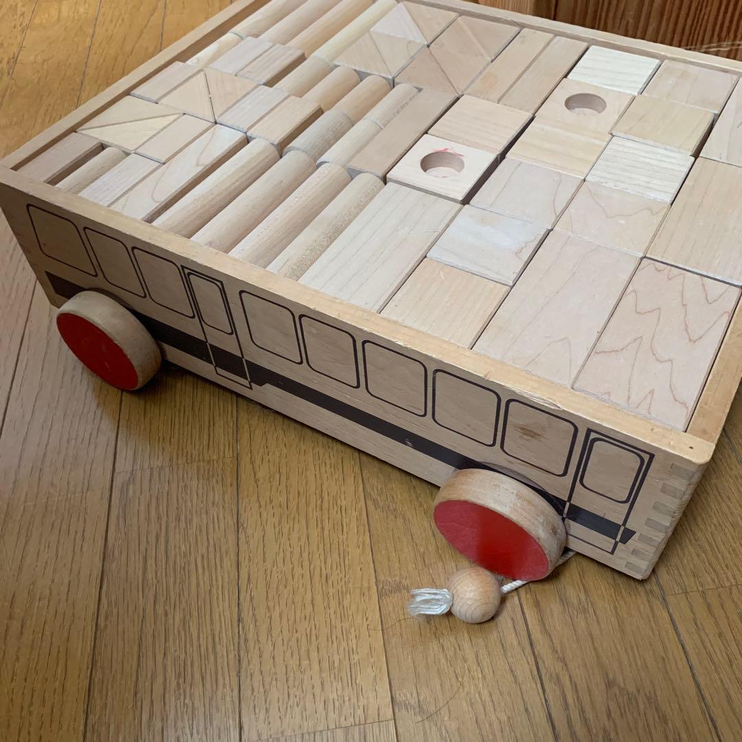 レトロ　積み木　車型　くるま　木製　ブロック