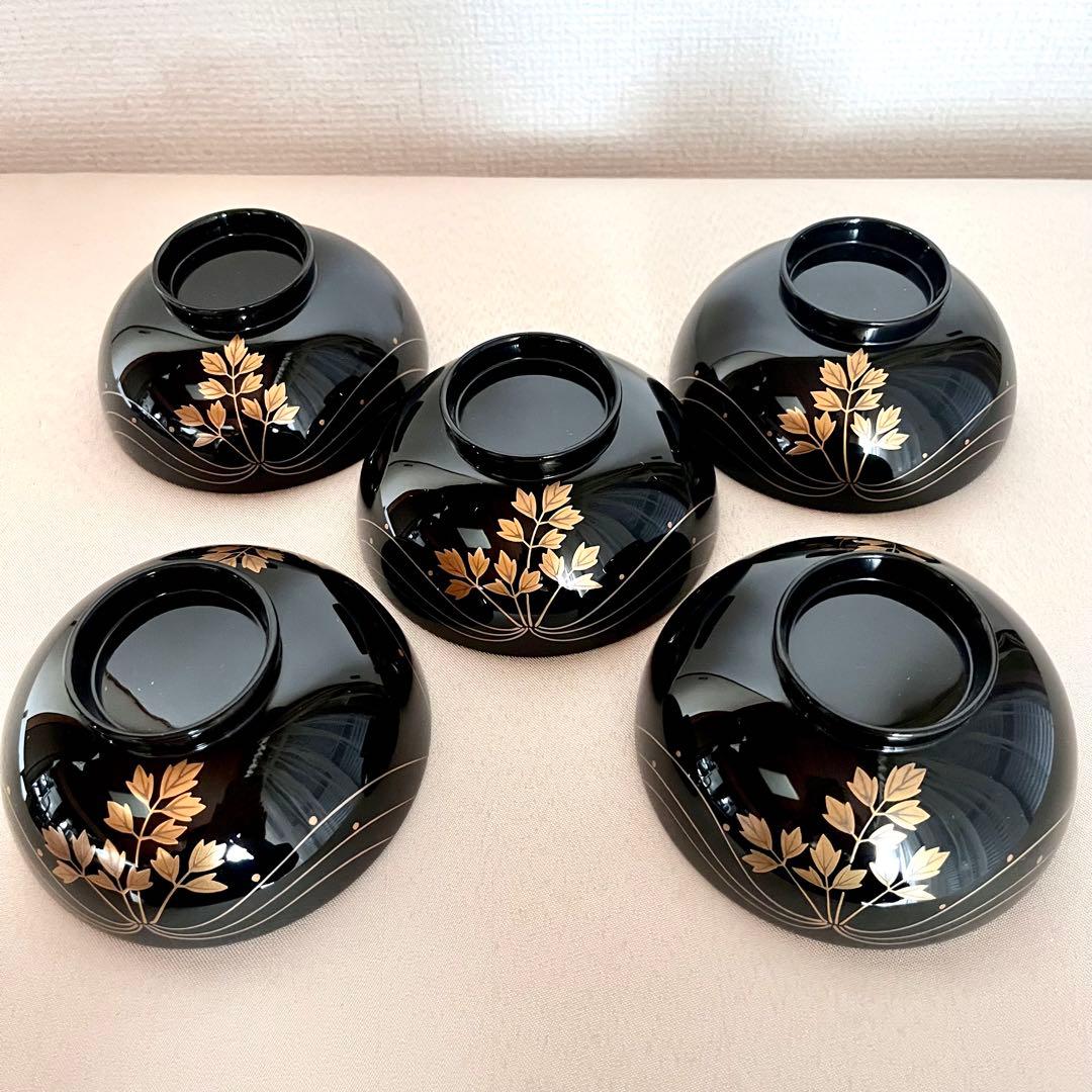 【最終値下げ】★新品未使用 超美品★ 輪島塗　芹金彩蒔絵黒塗椀　廣井作 蓋付き椀