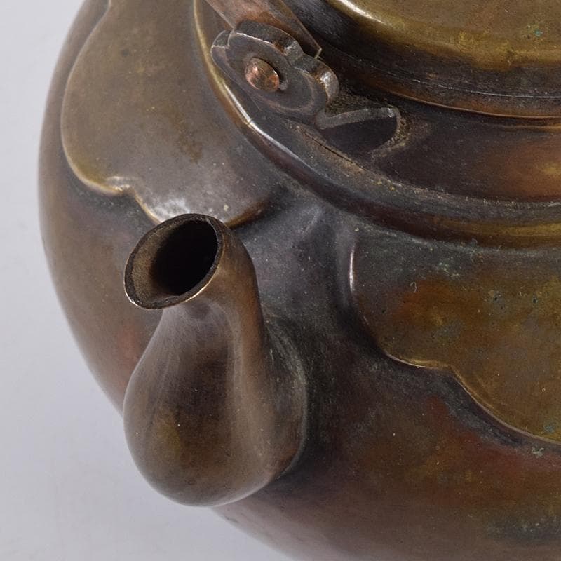 煎茶道具 黄銅 湯沸し 急須 時代箱付 D R7771