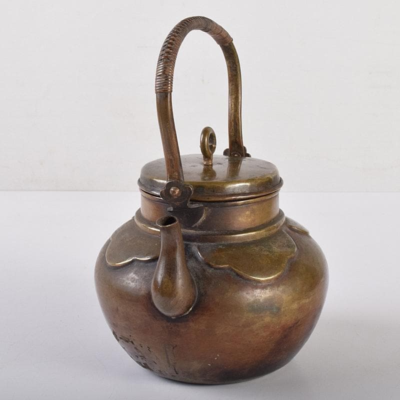 煎茶道具 黄銅 湯沸し 急須 時代箱付 D R7771