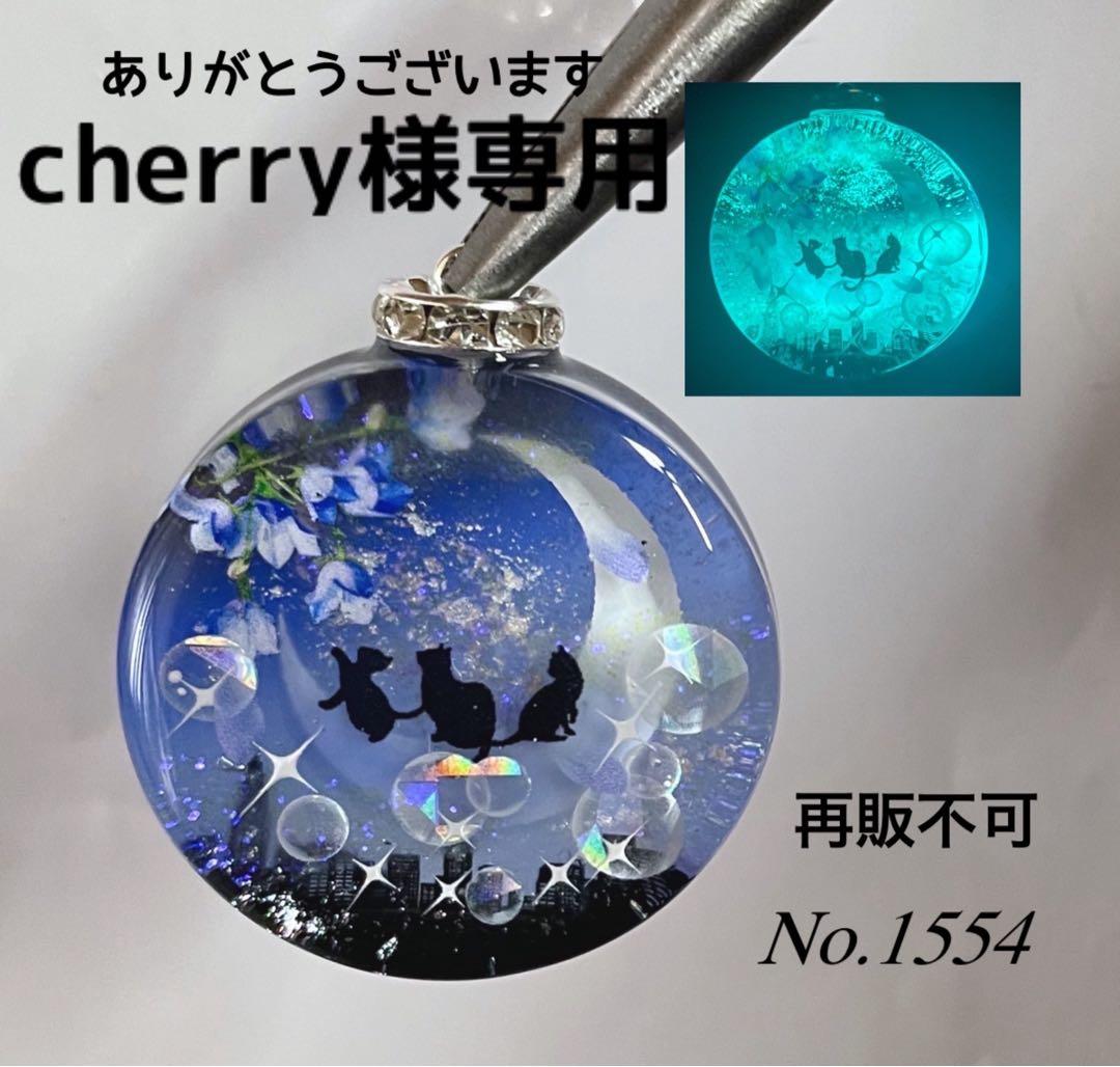 レジン/紫桜と三日月と猫 蓄光 オルゴナイトネックレス - メルカリ