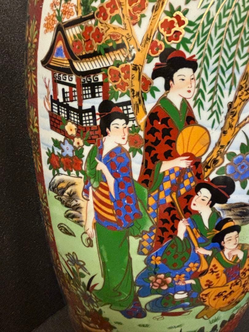 ☘️あぽらす☘️ 薩摩焼 飾り大壺 60cm 金彩色絵 豪華爛漫 美人図画