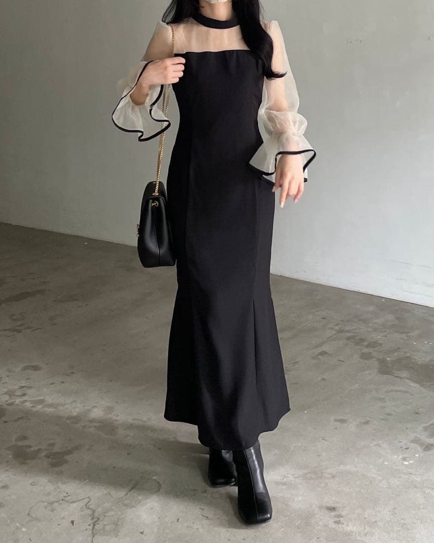 nairo スタンドカラーマーメイドドレス Mサイズ N110153541