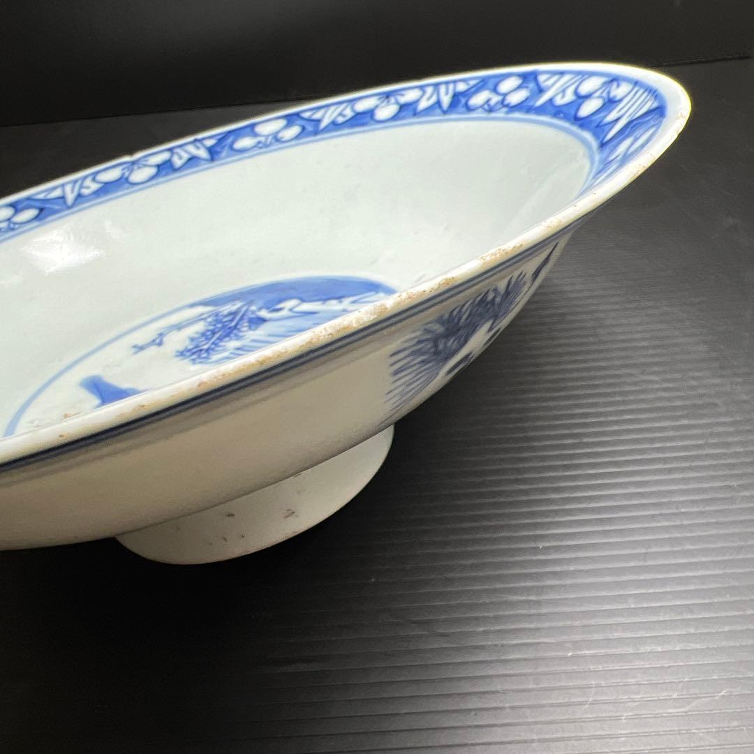 中国清時代 新渡青花鉢 口径約20㎝ 東Y7-1106☆2Fタルオ