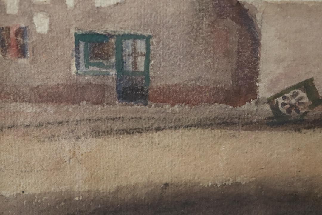 真作保証 三宅克己 風景画 水彩5号 タトウ箱 油彩技法を用いて水彩表現の開拓者