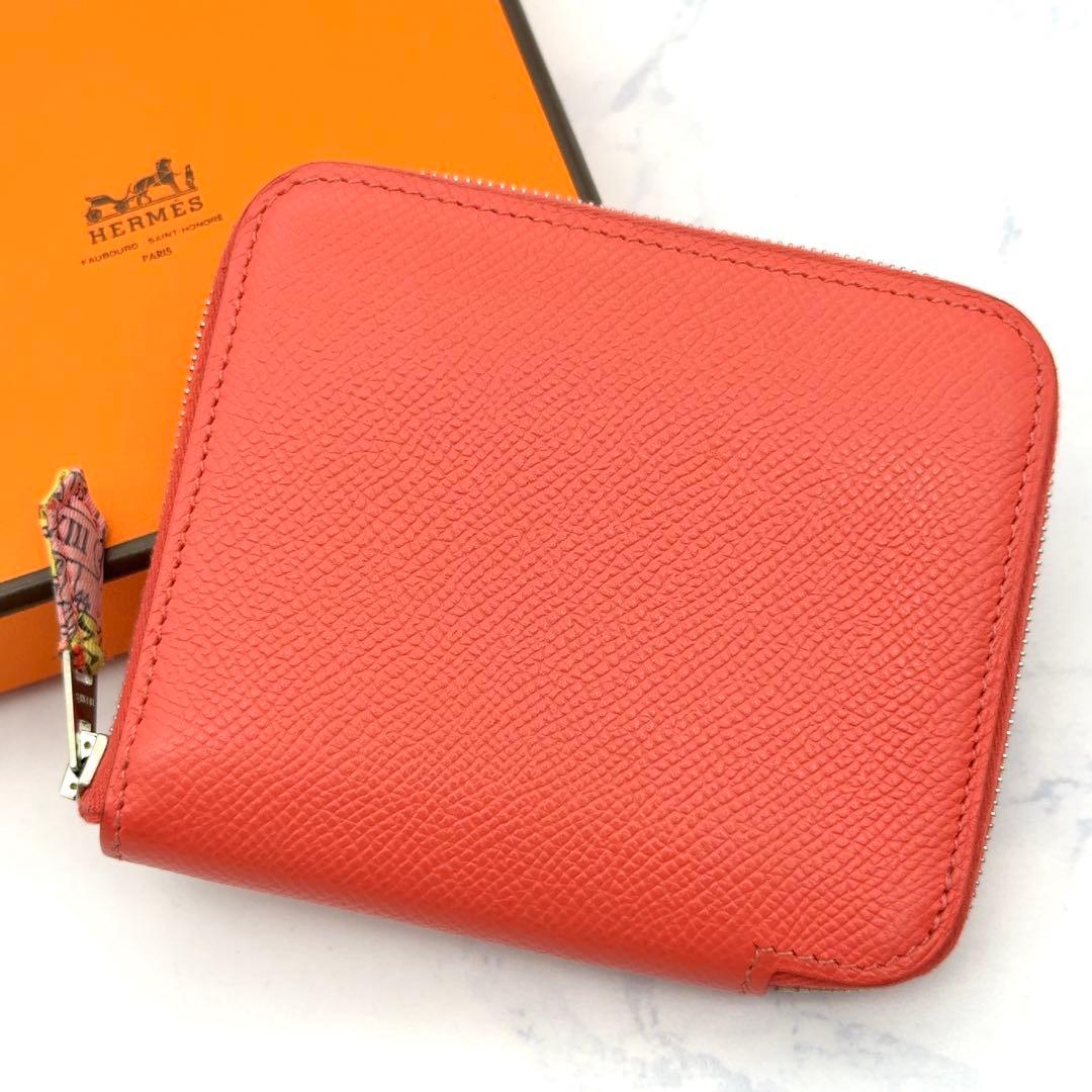 【最高級美品】エルメス アザップコンパクト シルクイン ピンク エプソン □R刻