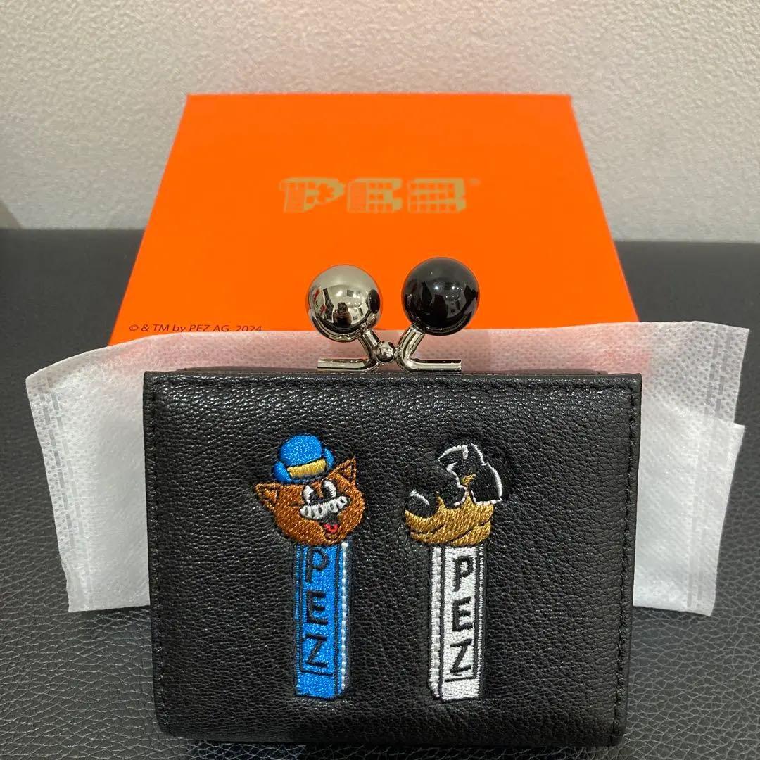 【新品未使用】PEZ ×ear 本革/コラボ三つ折りがま口財布 イアパピヨネ