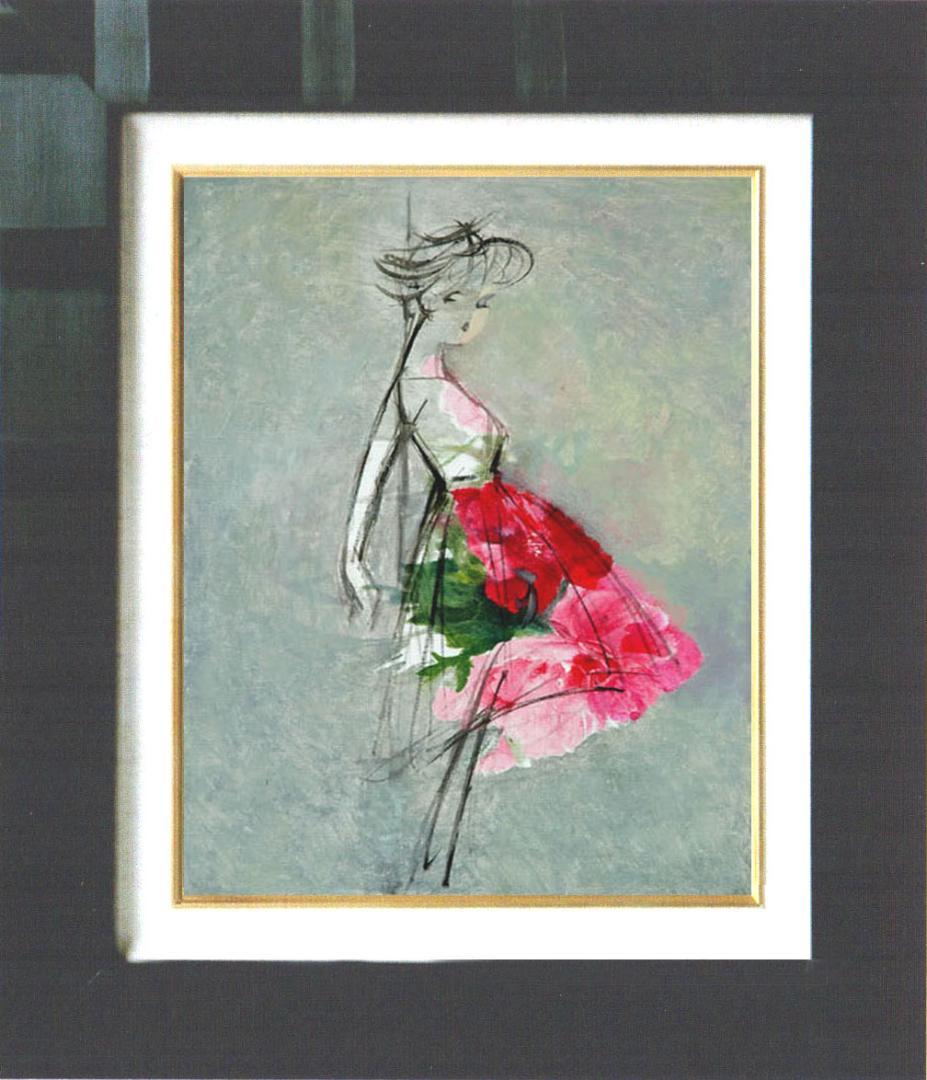 油絵 菅家令子 絵 絵画 インテリア 額付(銀) F4-071512 人物 女性