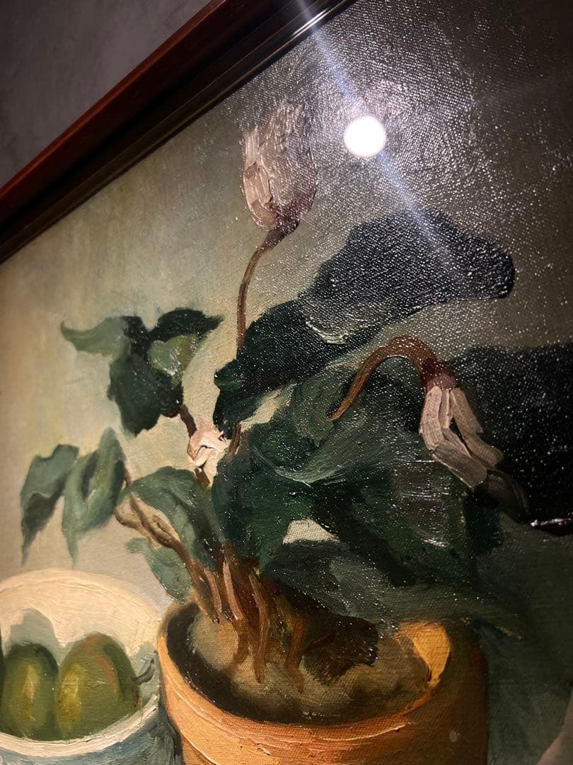 肉筆油彩画 【静物画】 直筆サインあり 作者不詳