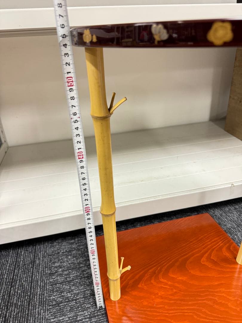 平安満樹 松摺漆 三友棚 赤色