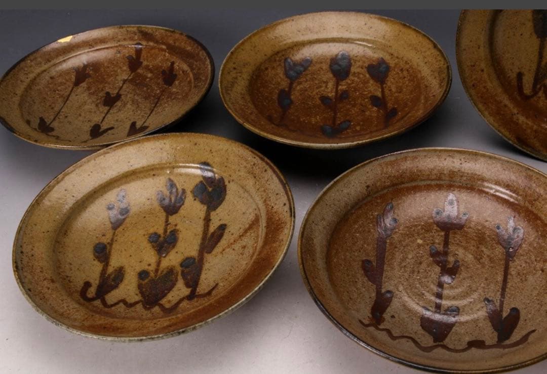 中里隆 唐津焼 絵唐津 6寸皿 5客セット 中里太亀 中里健太