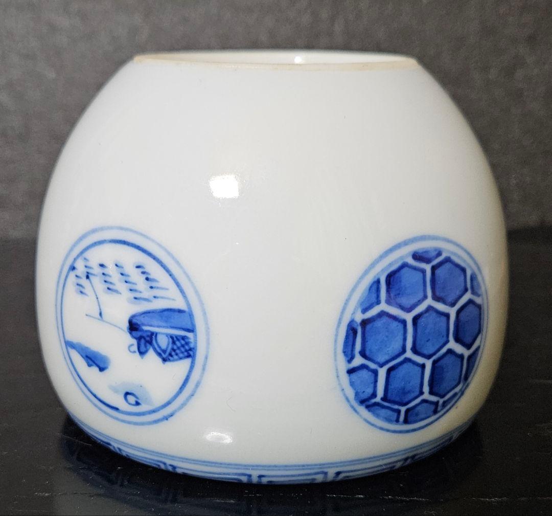 江戸時代後期 古伊万里 染付 丸紋 火入れ 香炉 煙草用具 煙草盆 莨道具