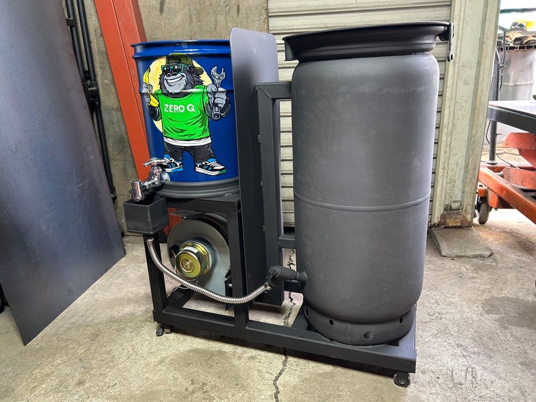 鍛冶工のプロが製作 廃油 ストーブ 送料無料 スライド蓋 キャスター