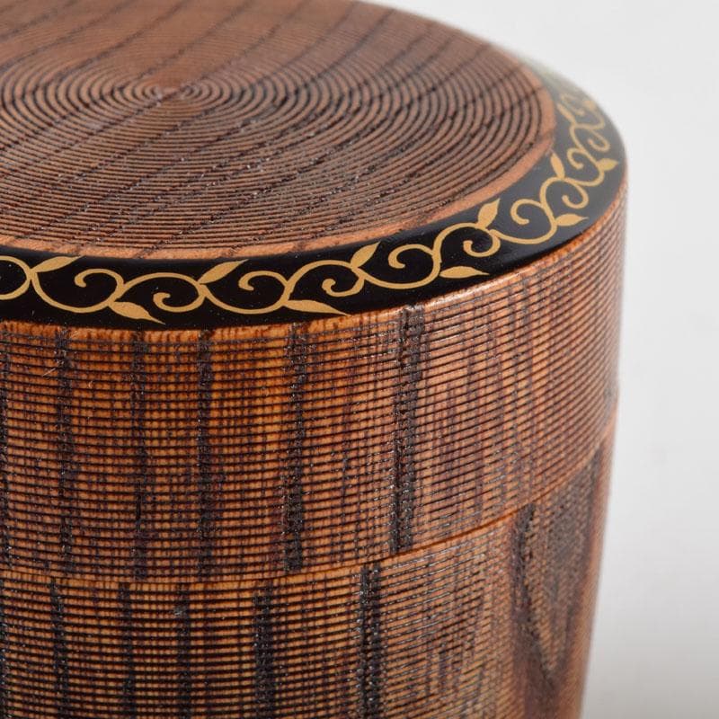 茶道具 塗師 春香作 唐草蒔絵 雪吹茶入 共箱 V 9144 美術品