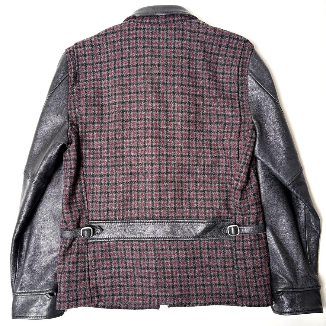 Schott レザー x ウール ライダースジャケット M 山羊革 チェック