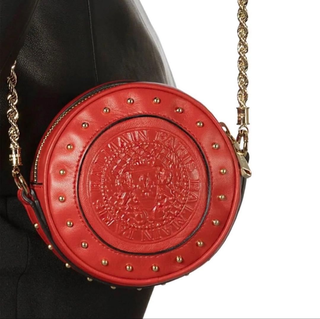 美品BALMAINバルマン　スタッズ チェーンショルダーバッグ　ディスコバッグ