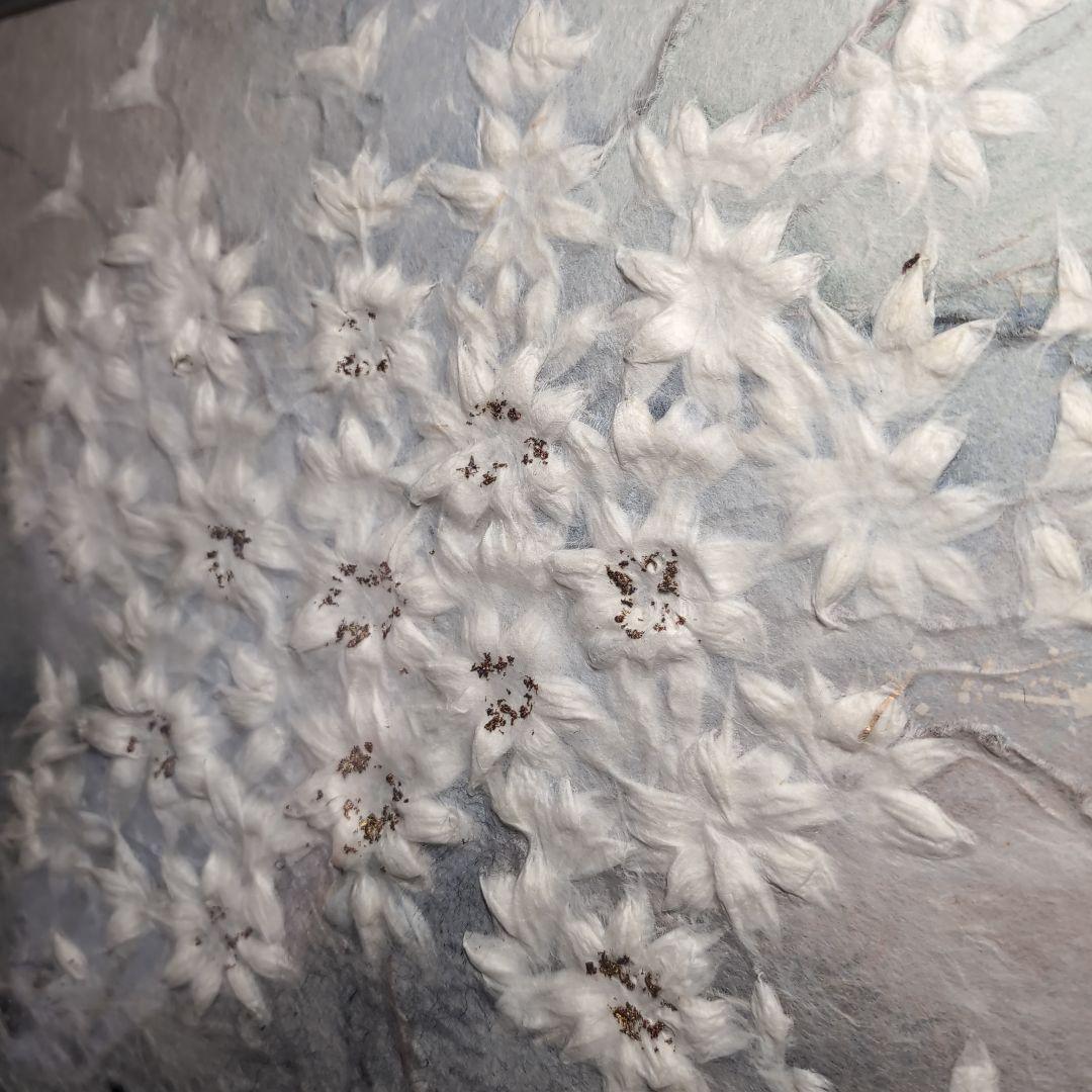 和紙絵】人間国宝 山内一生 先生の作 「華」 和紙による花の盛り上がり