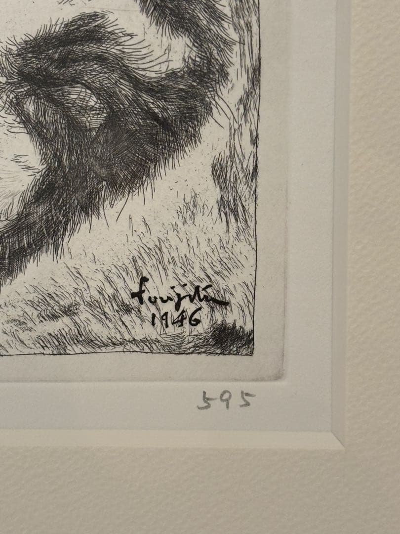 藤田嗣治 猫 額 銅版画 エッチング シャーマンコレクション