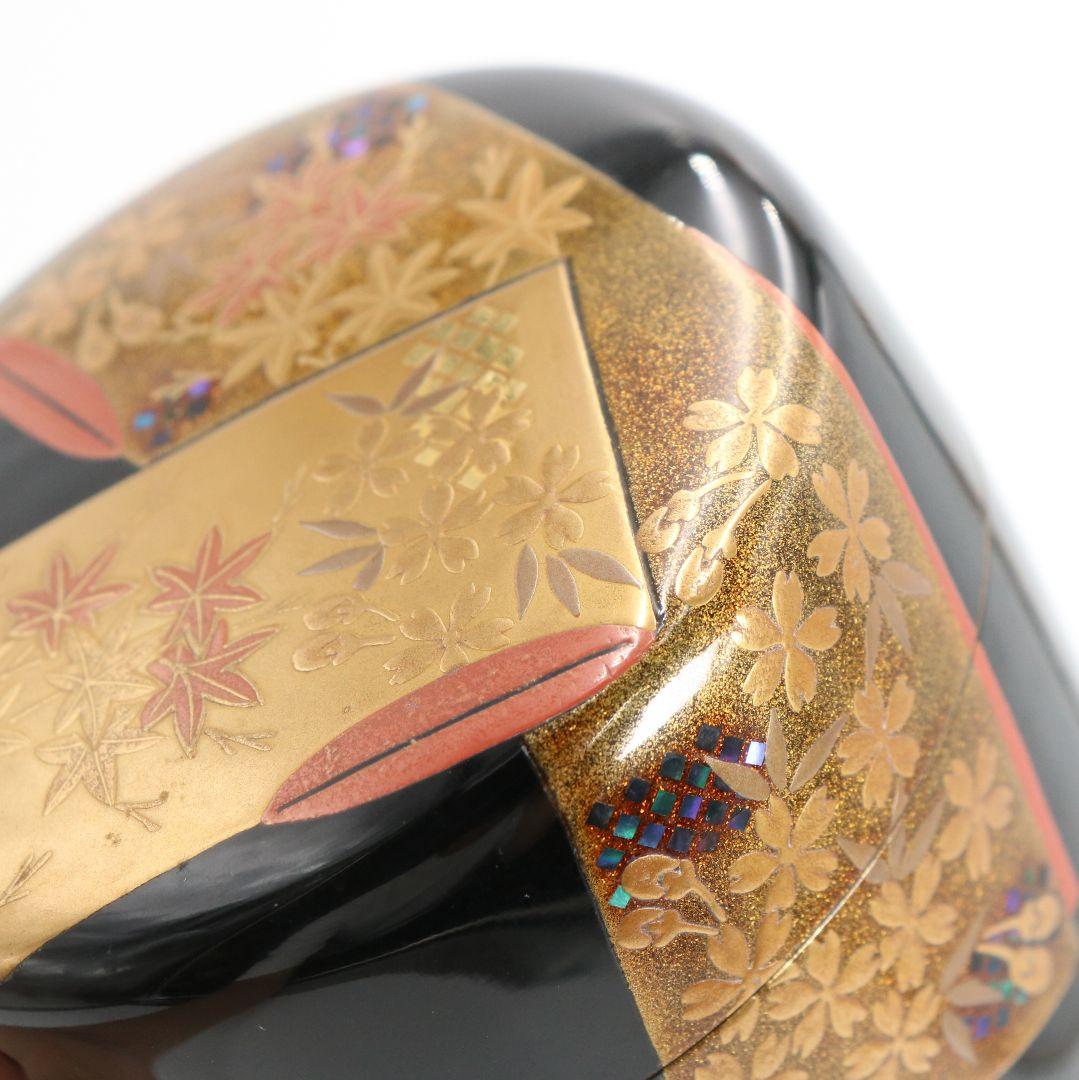 昇山作 誰が袖蒔絵 大棗 銀溜塗 螺鈿 茶道具 共箱 UM694 N5