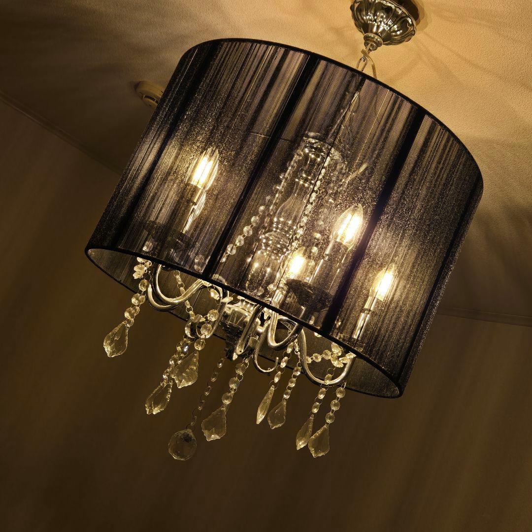 エレガント 豪華 シャンデリア シルバー ブラック カーテン付き