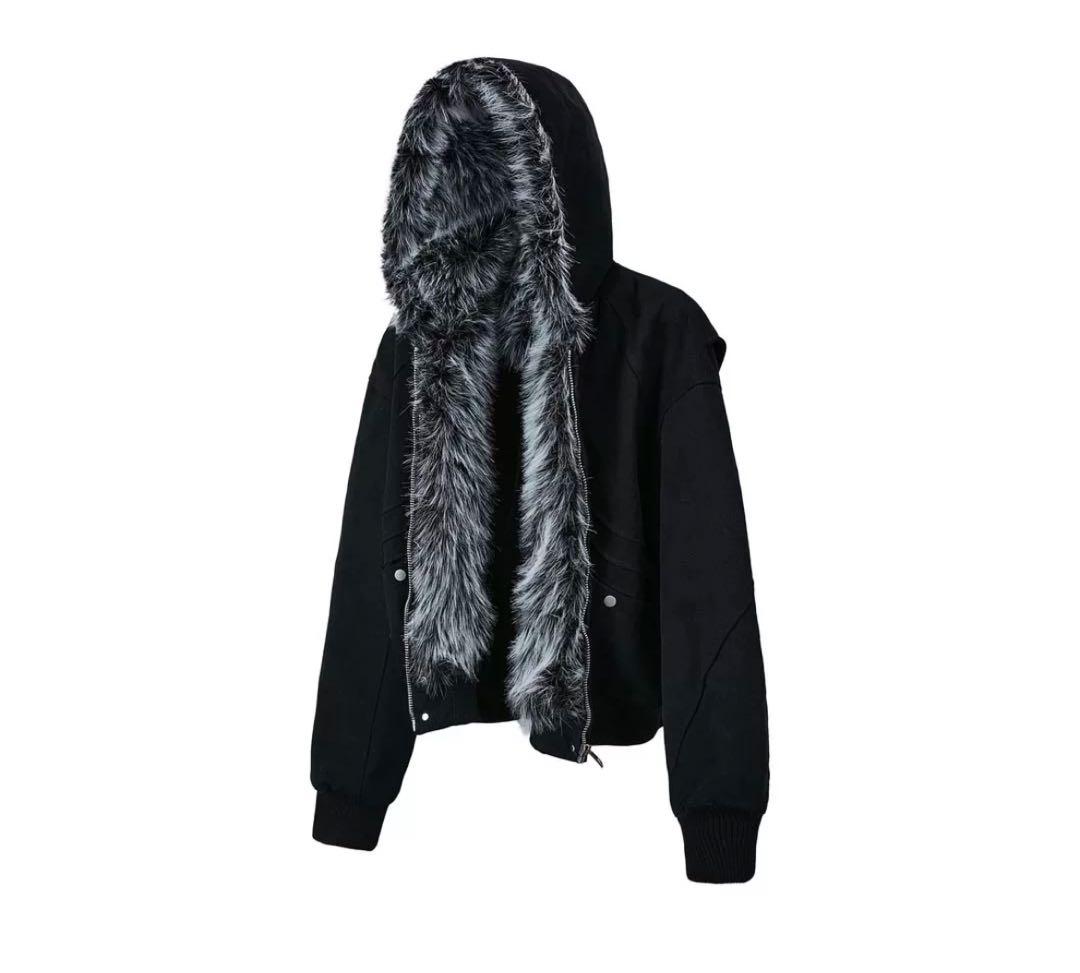 no E mosen ファー付きジャケット ブラック opium noEmosen opium