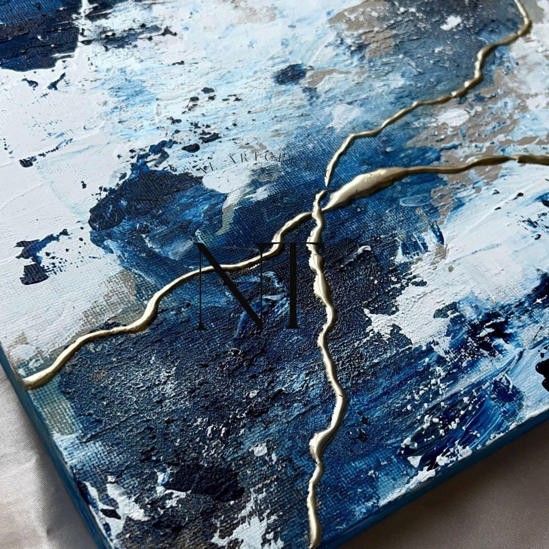 アート　絵画　インテリア　抽象画　テクスチャー　ホテル　青　海　ブルー　ギフト