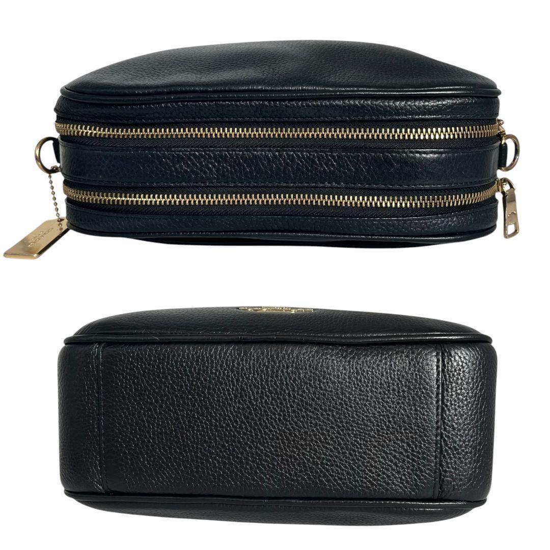 極美品　コーチ　ジェス　2層　ショルダーバッグ　レザー　シボ革　斜め掛　ブラック