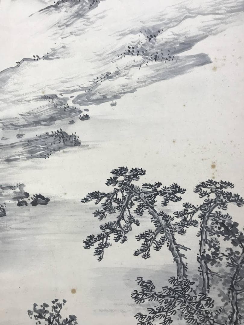 真作】佐竹永陵/秋崖渓居/山水図/掛軸/名家伝来/AD-940