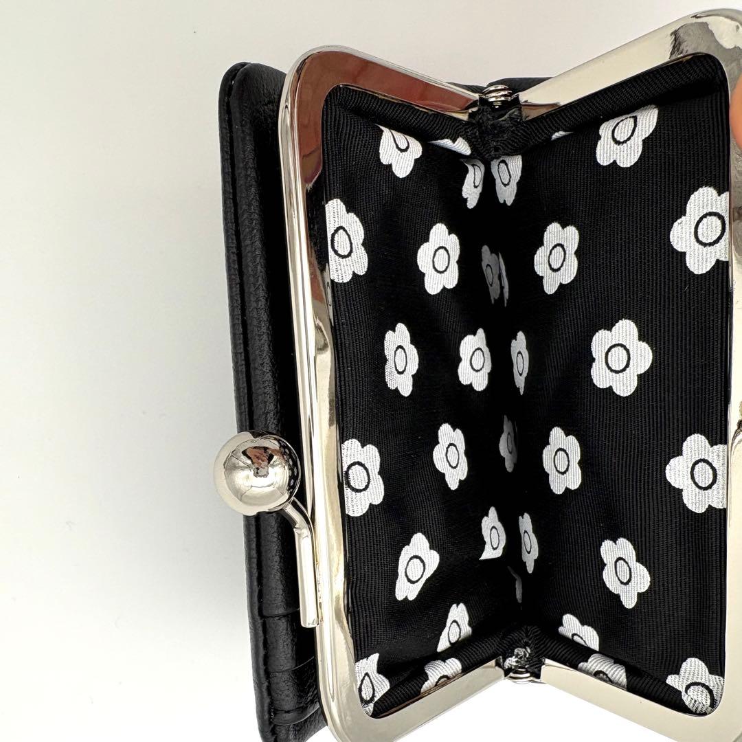 極美品　MARY QUANT ブラックレザーがま口財布
