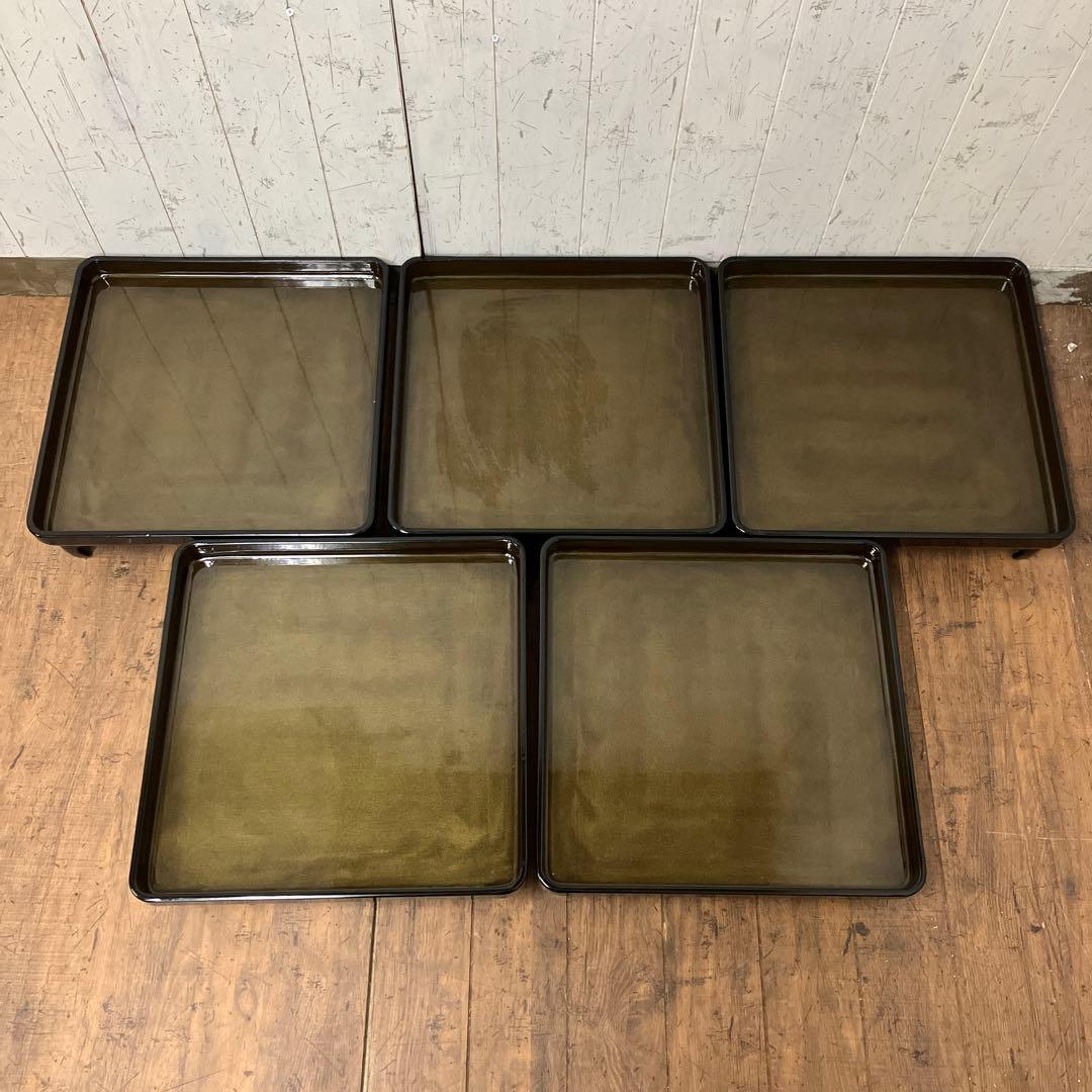 D 4 昭和レトロ 会議膳 膳 御膳5客セット セット売り 四角形 正方形