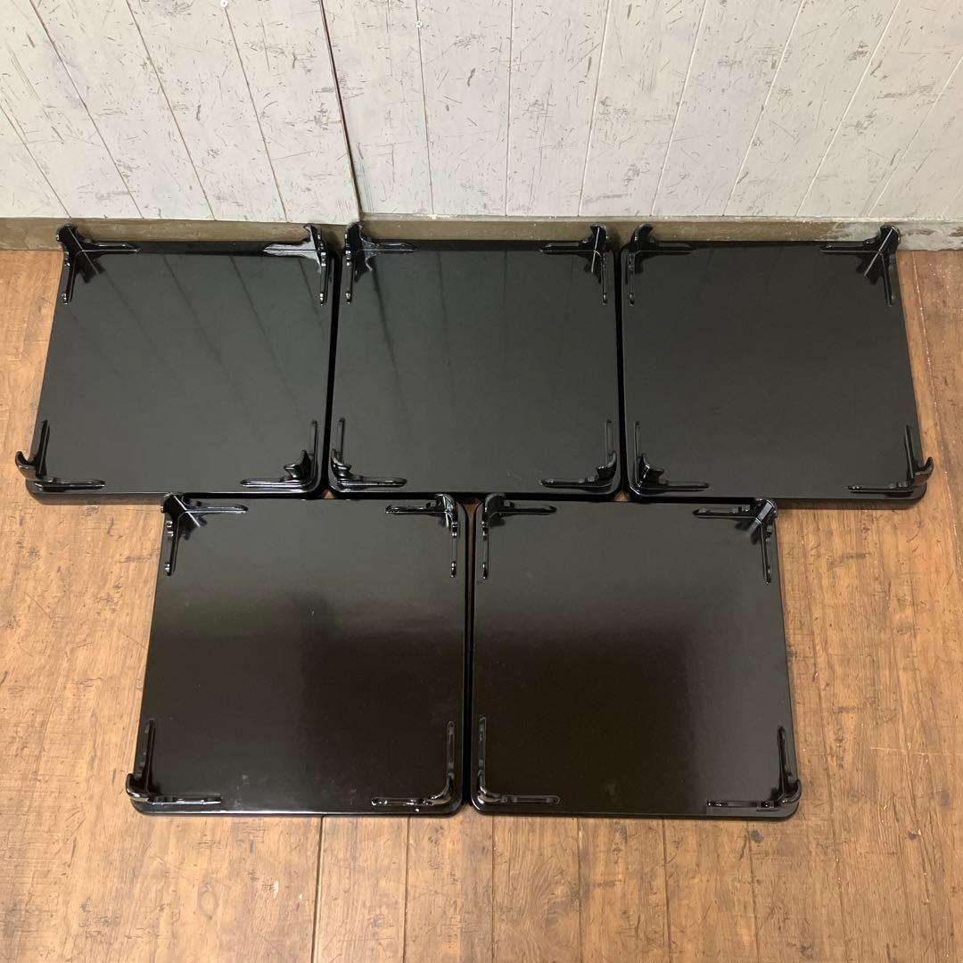 D-4 昭和レトロ 会議膳 膳 御膳5客セット セット売り 四角形 正方形 漆器