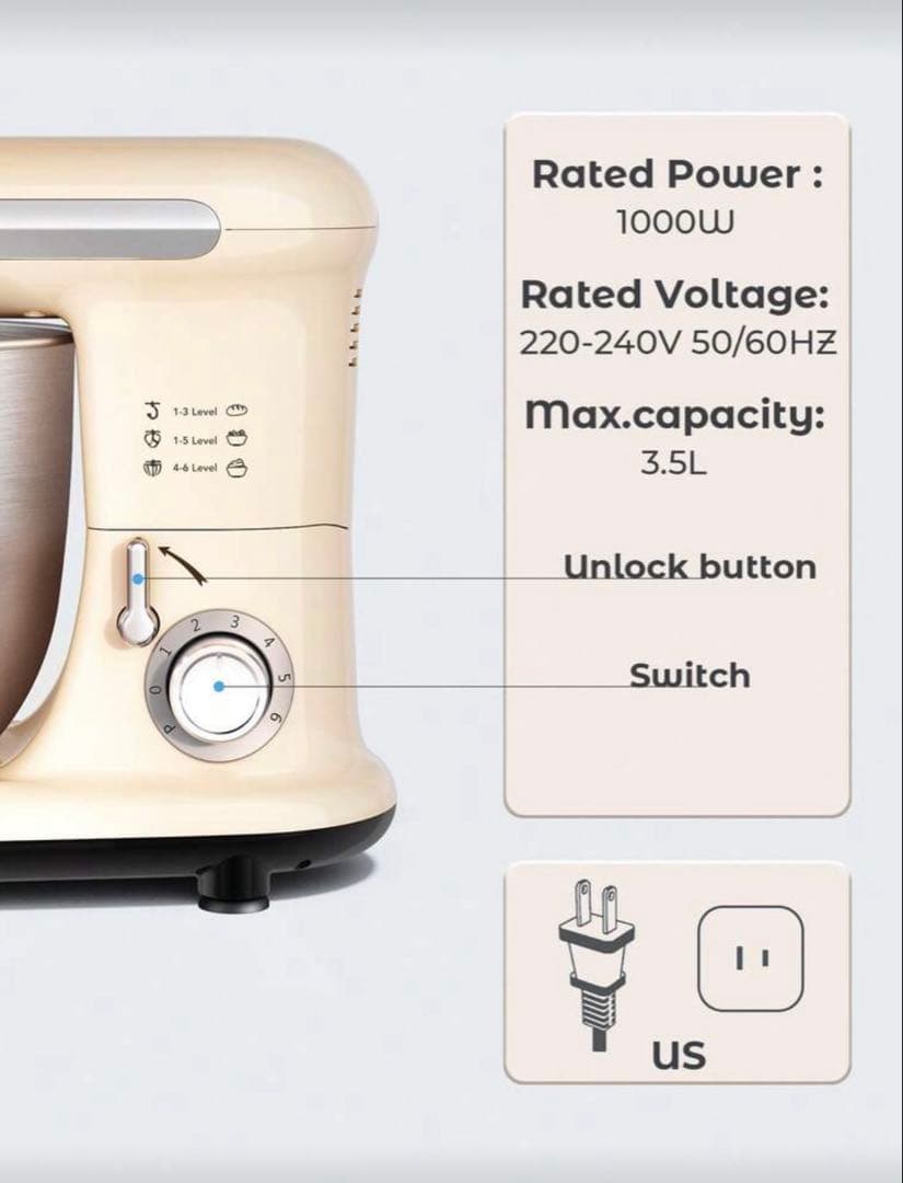 全自動多機能キッチン電気スタンドミキサー、自動生地ミキサー、家庭用