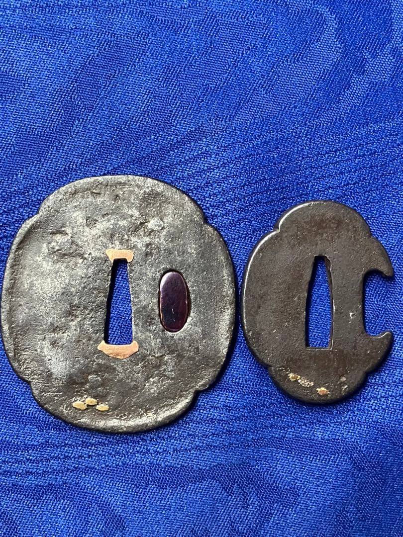 鍔　日本刀　短刀鍔　小刀鍔　金銀銅象嵌　時代物　刀　武具