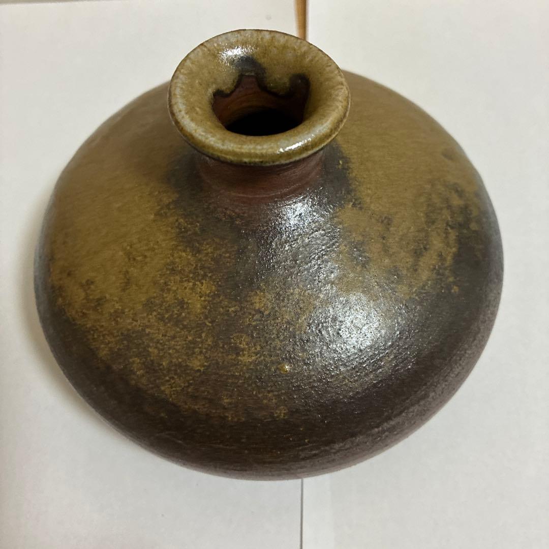 備前焼 油壺花入れ 奥本健一作 備前焼油壺花入れ奥本