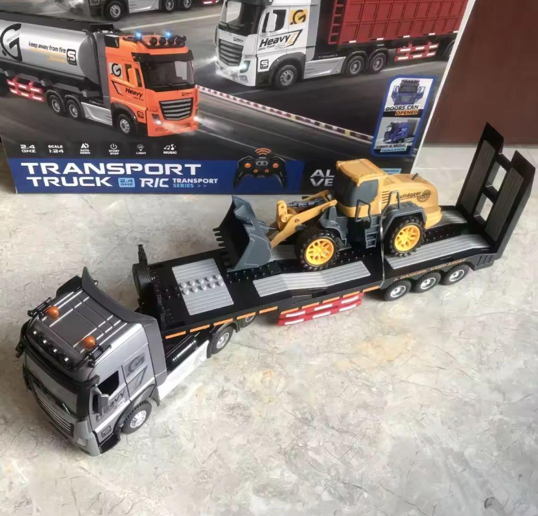 【新品】重機運搬トレーラー ラジコン 鉄製！リアルサウンド＆LEDライト搭載