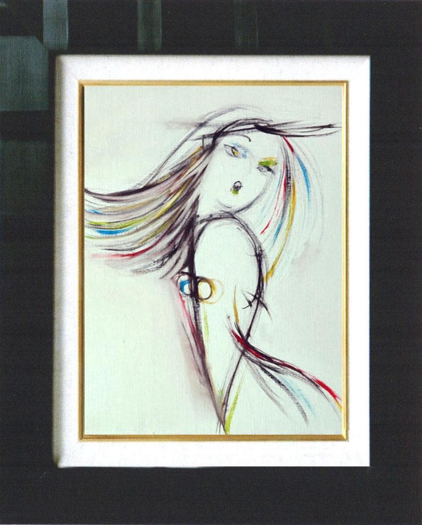 油絵 菅家令子 絵 絵画 インテリア 額付(銀) F4-080214 人物 女性