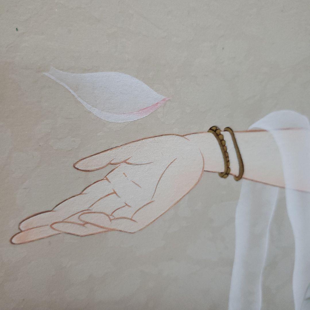 Bフライデー 肉筆掛軸☆鈴木優莉作 花ひら観音 尺五立☆高さ：約189cm