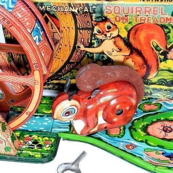 希少】水車を回す ブリキのリス おもちゃ 1950年代 光球商会製【箱