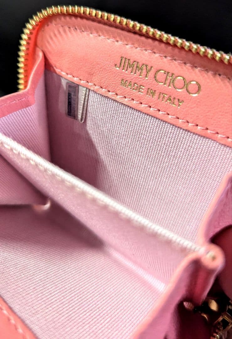 未使用 ジミーチュウ JIMMY CHOO ケース ピンクレザー 小銭入れ